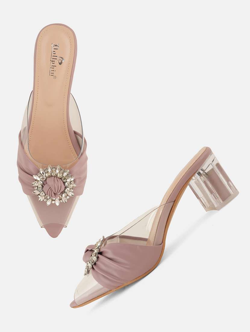 women mauve embellished slip on mule - 22072157 - Standard Image - 5