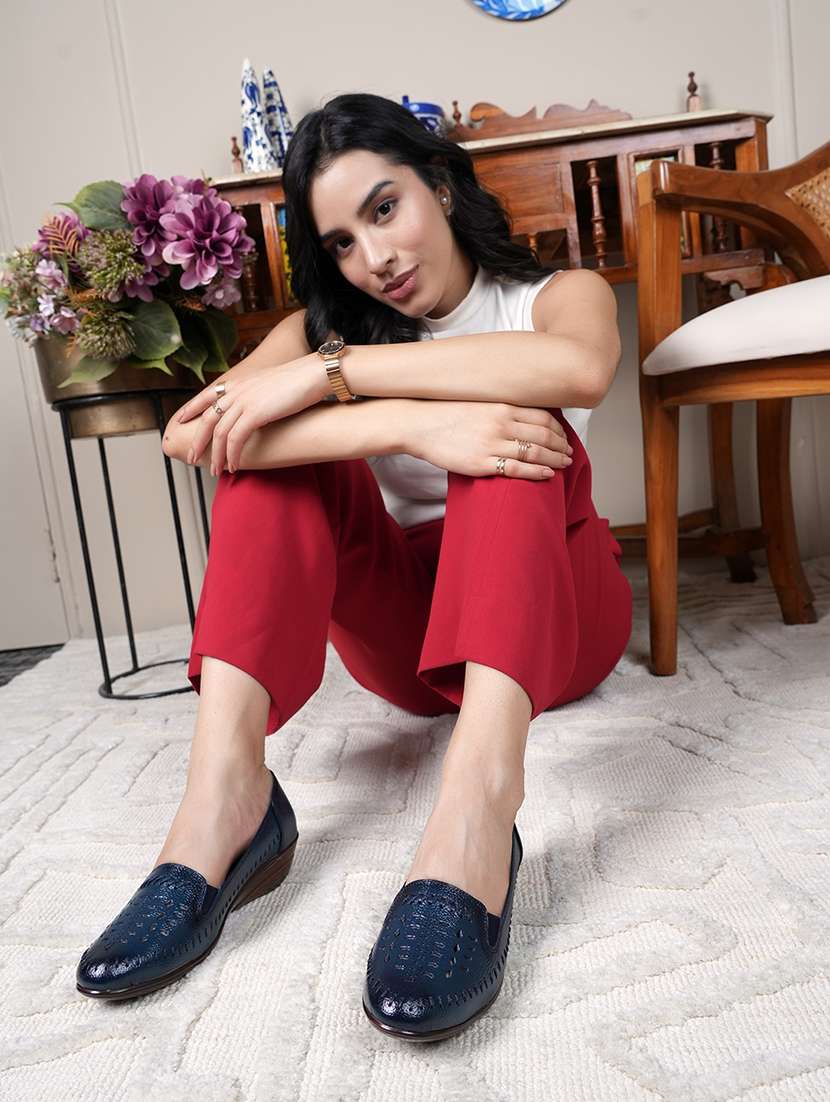 women blue slip on wedge - 22072170 - Standard Image - 3