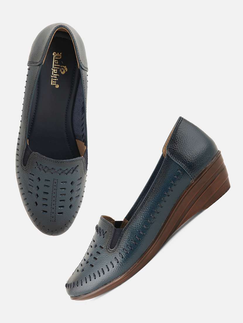 women blue slip on wedge - 22072170 - Standard Image - 5
