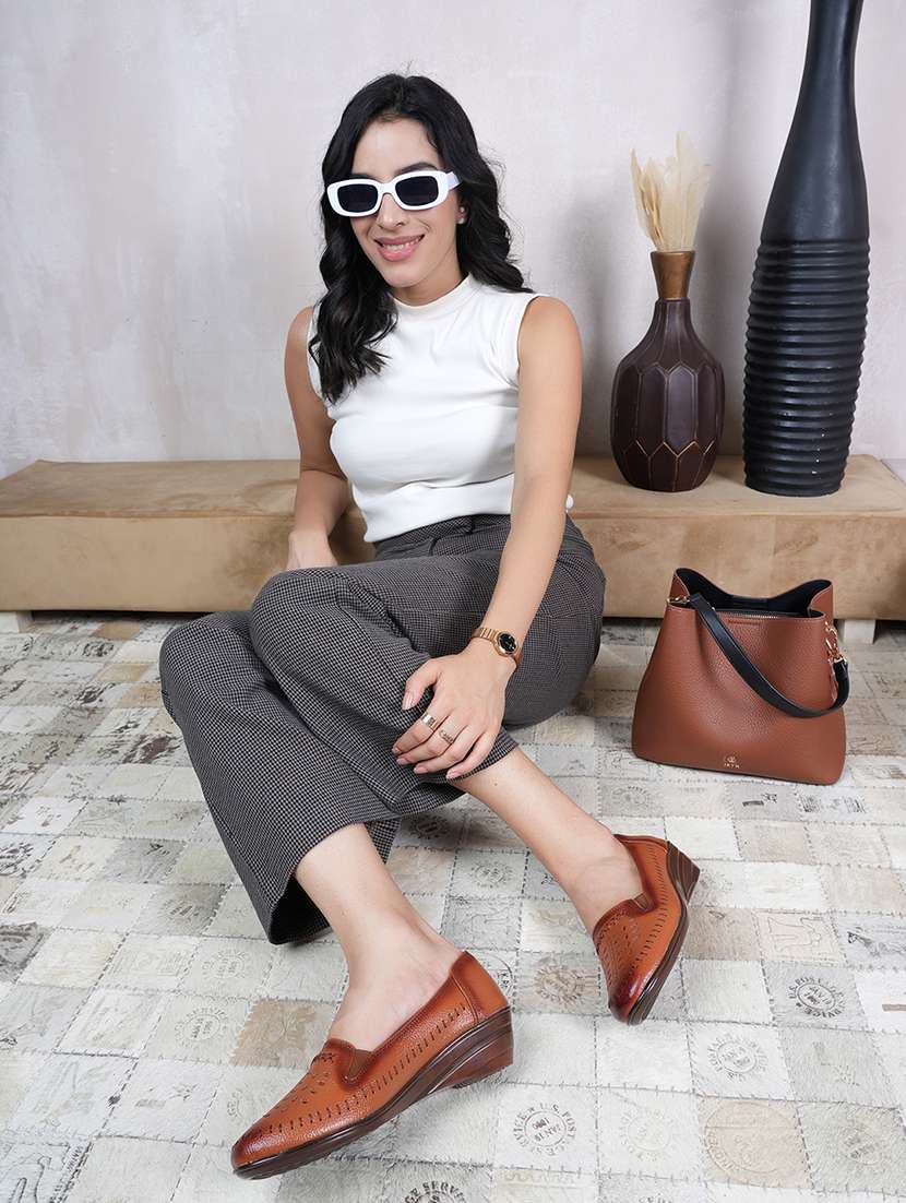 women tan slip on wedge - 22072171 - Standard Image - 3