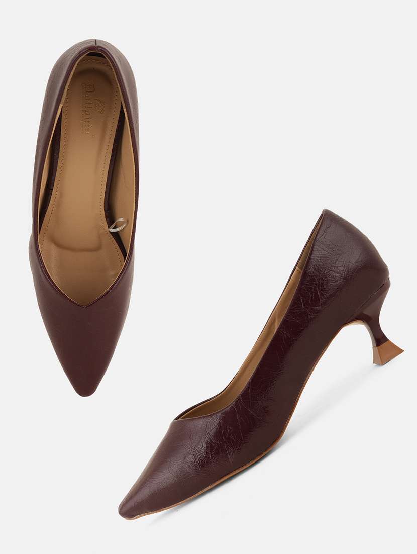 women maroon slip on pump - 22072180 - Standard Image - 5