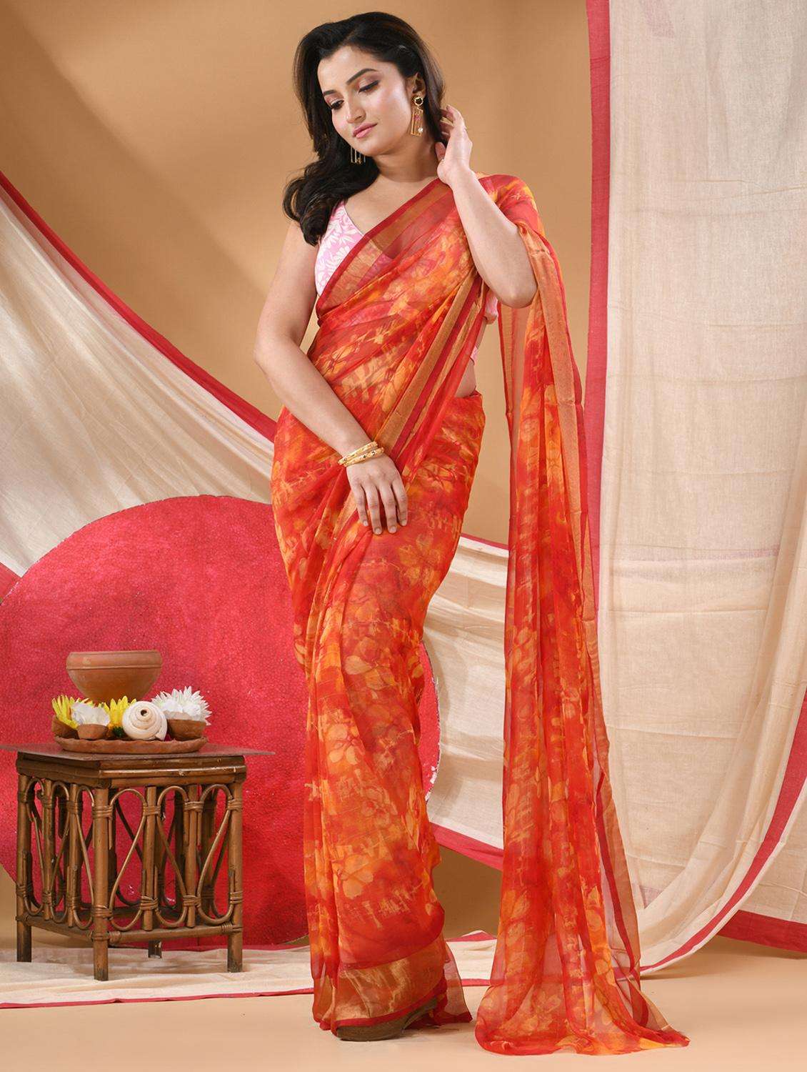 women floral printed saree