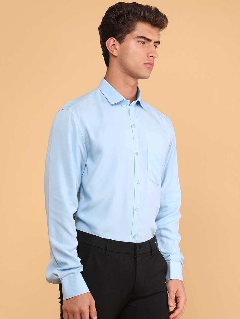men solid long sleeve slim fit formal shirt