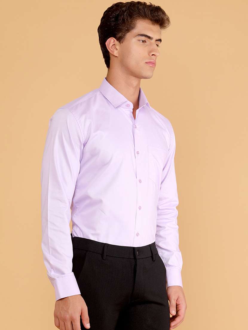 men solid long sleeve slim fit formal shirt