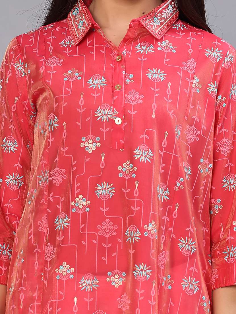 women printed three quarter sleeve a-line kurta - 22072252 -  Standard Image - 5