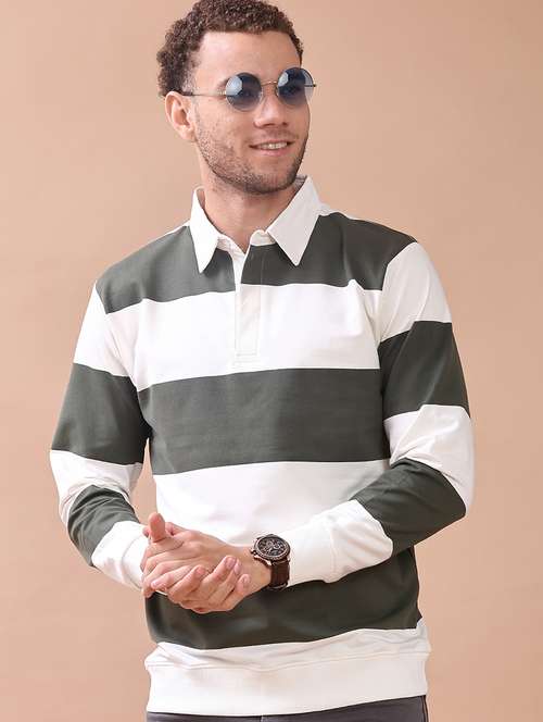men striped long sleeve polo t-shirt - 22072255 -  Standard Image - 0