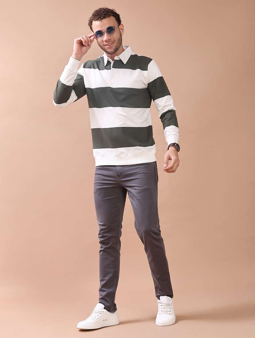 men striped long sleeve polo t-shirt - 22072255 -  Standard Image - 3