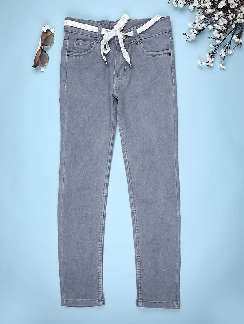girls plain mid rise slim fit jeans