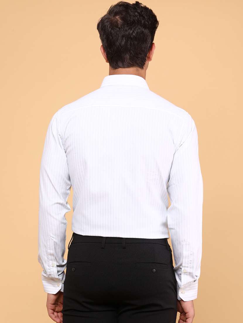 men striped long sleeve slim fit formal shirt - 22072306 -  Standard Image - 3