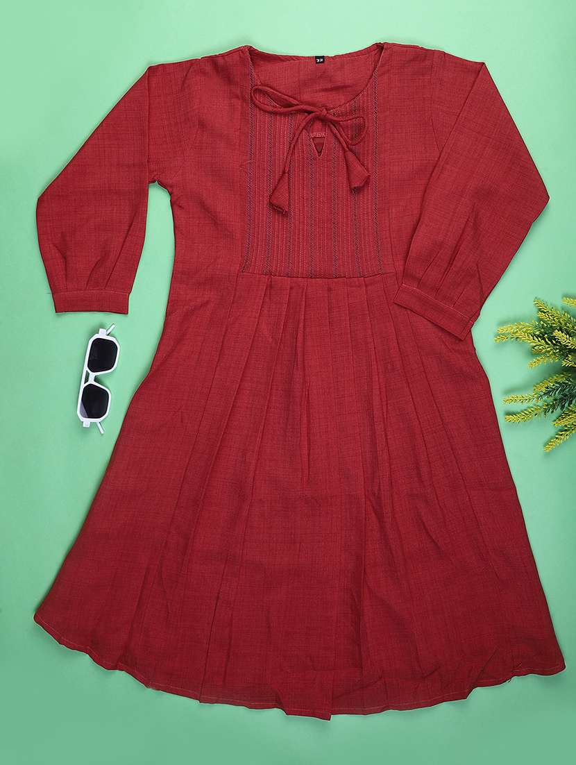 girls three quarter sleeve a-line dress