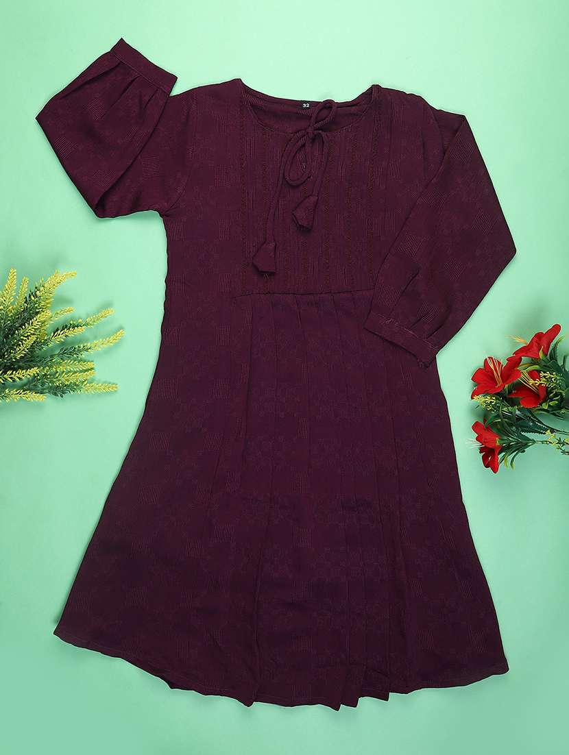 girls three quarter sleeve a-line dress