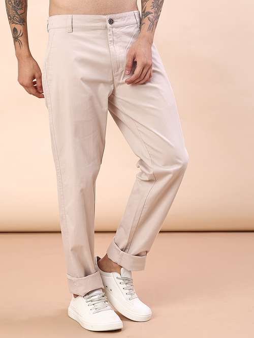men solid mid rise chinos casual trouser - 22072356 -  Standard Image - 0