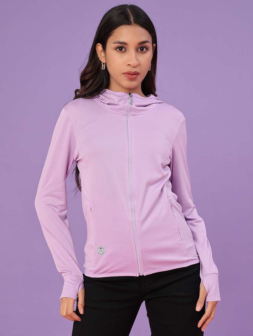 women solid long sleeve hooded acket