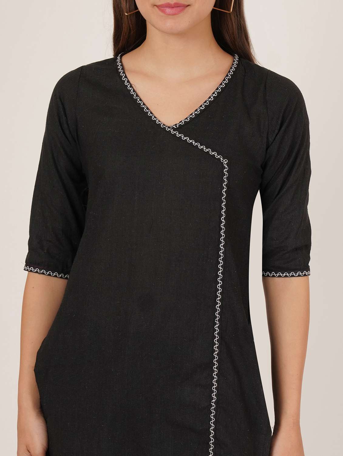 women embroidered three quarter sleeve angrakha kurti - 22072554 -  Standard Image - 5