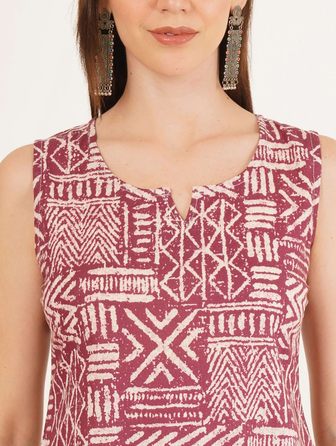 women printed sleeveless straight kurti - 22072580 -  Standard Image - 8