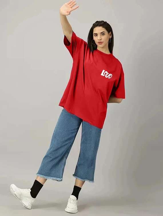 women printed round neck oversized t-shirt - 22072731 -  Standard Image - 3