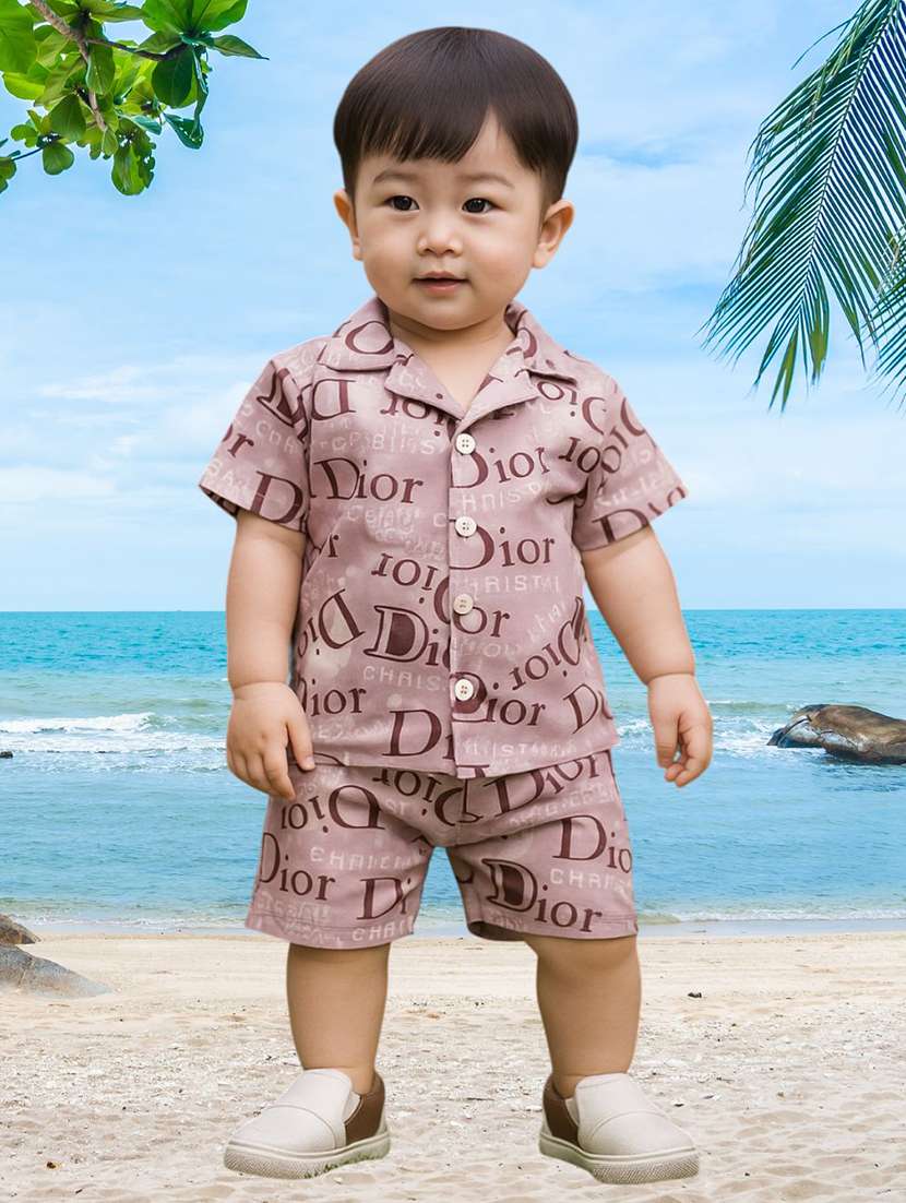 boys typographic shirt & shorts co-ords set