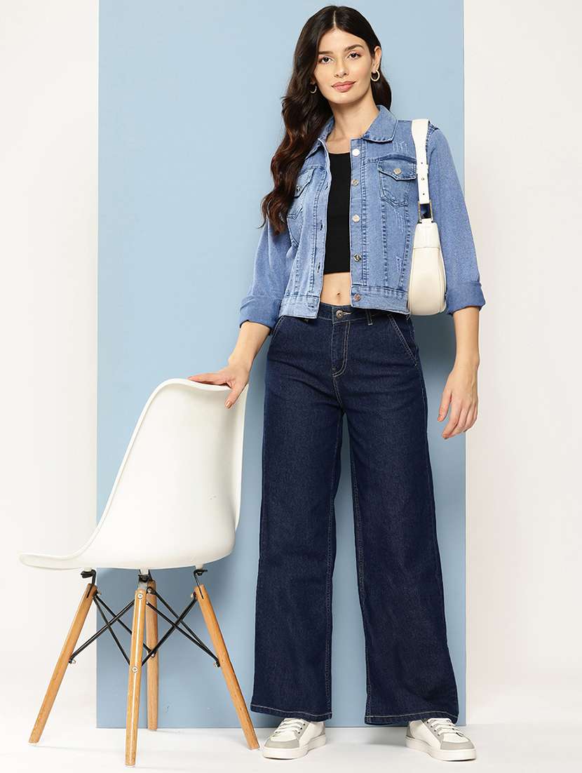 women solid long sleeve denim jacket - 22072823 - Standard Image - 3