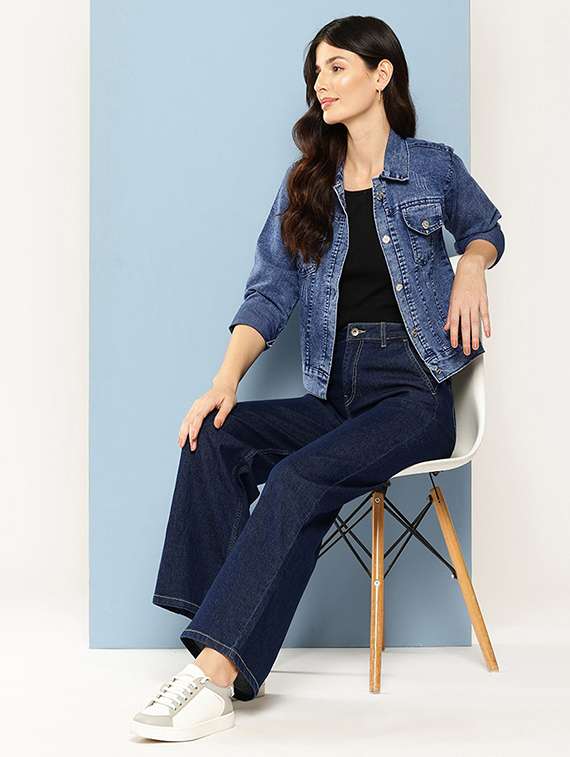 women solid long sleeve denim jacket - 22072824 -  Standard Image - 3