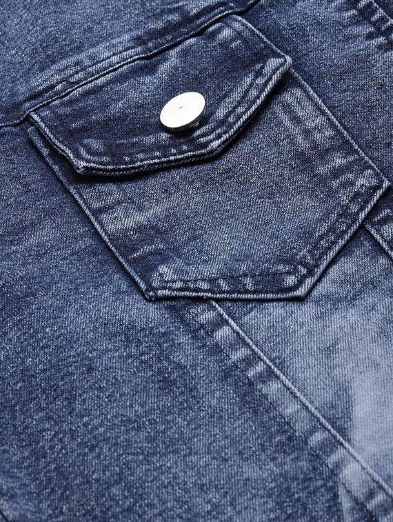 women solid with work long sleeve denim jacket - 22072828 -  Standard Image - 5