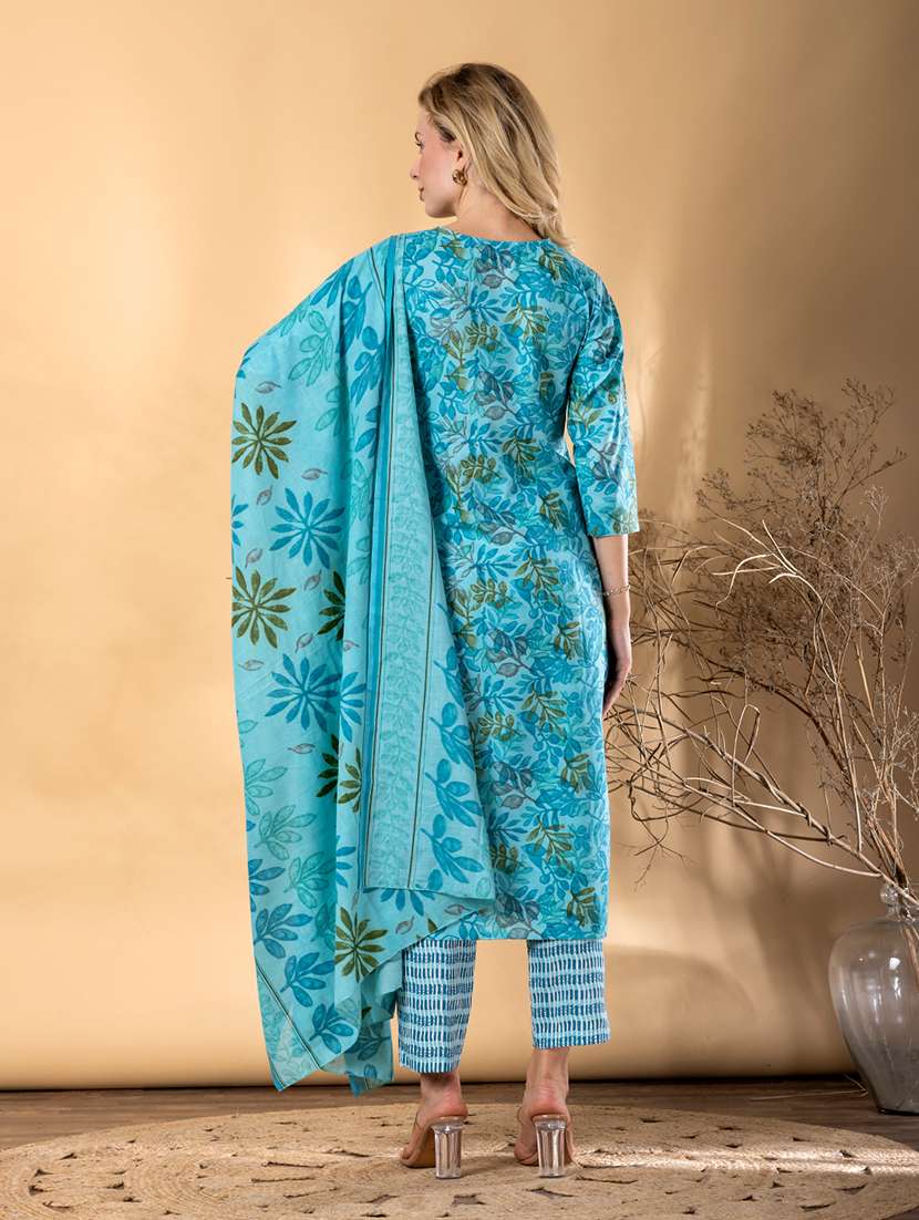 women printed three quarter sleeve kurta pant with dupatta set - 22072873 -  Standard Image - 3