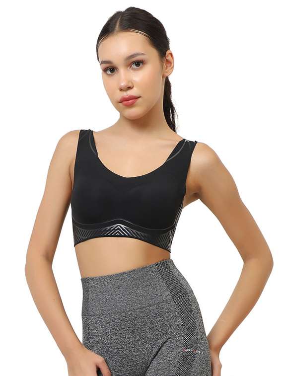 women black solid lightly padded sports bra - 22072897 -  Zoom Image - 0