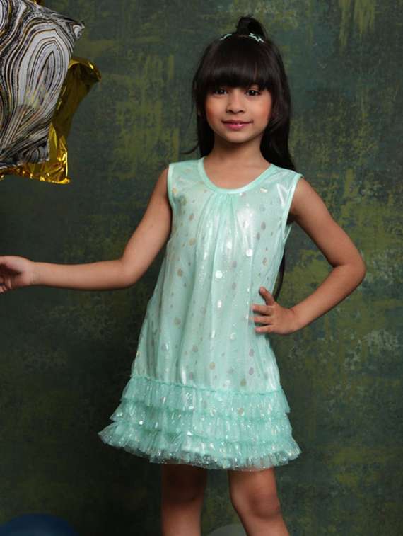 girls sequined sleeveless a-line dress
