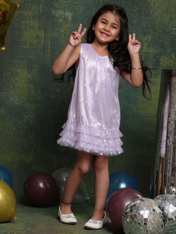 girls sequined sleeveless a-line dress