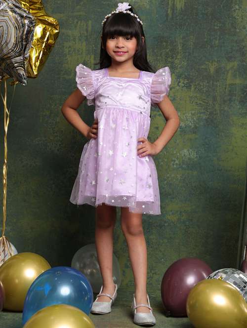 lavender net aline dress - 22072913 - Standard Image - 0