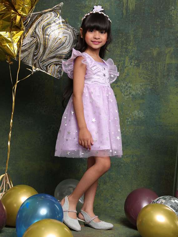 lavender net aline dress - 22072913 - Standard Image - 3