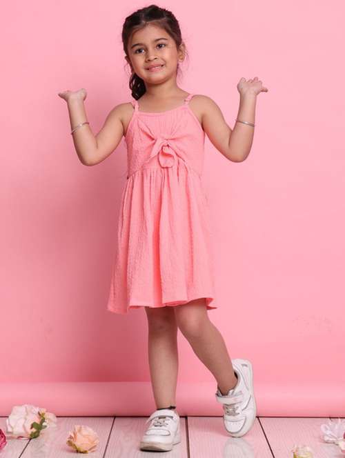 peach lycra aline dress - 22072914 - Standard Image - 0