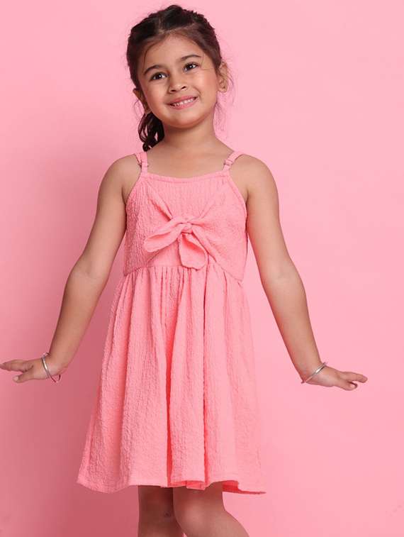 peach lycra aline dress - 22072914 - Standard Image - 5