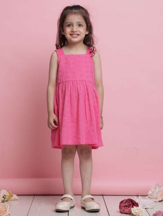 magenta cotton aline dress