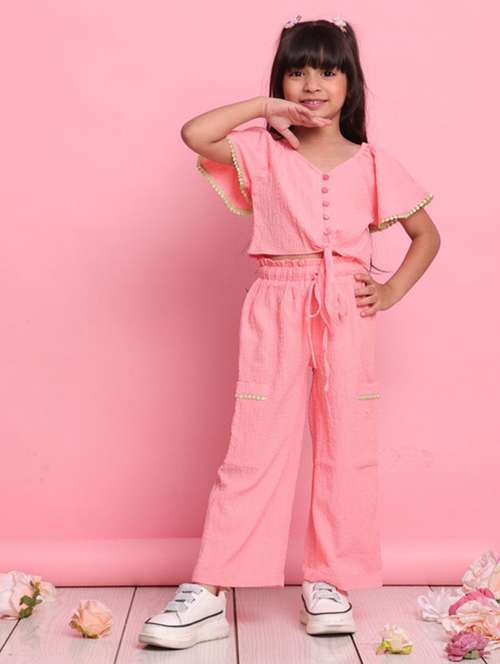 peach polyester shirt & trouser set coords - 22072922 - Standard Image - 0