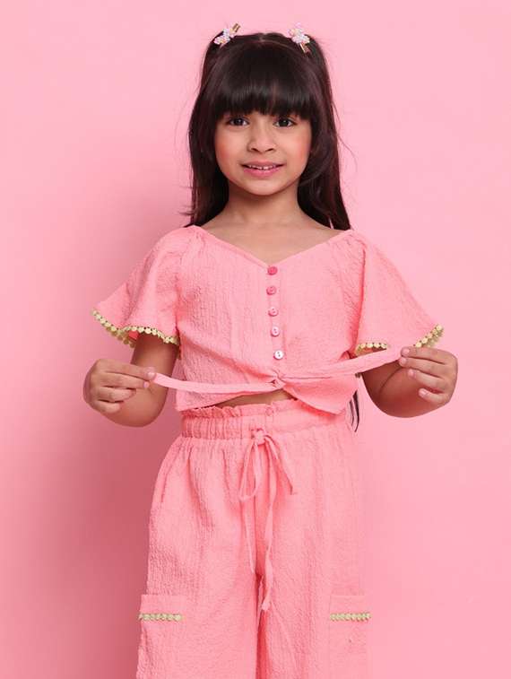 peach polyester shirt & trouser set coords - 22072922 - Standard Image - 5