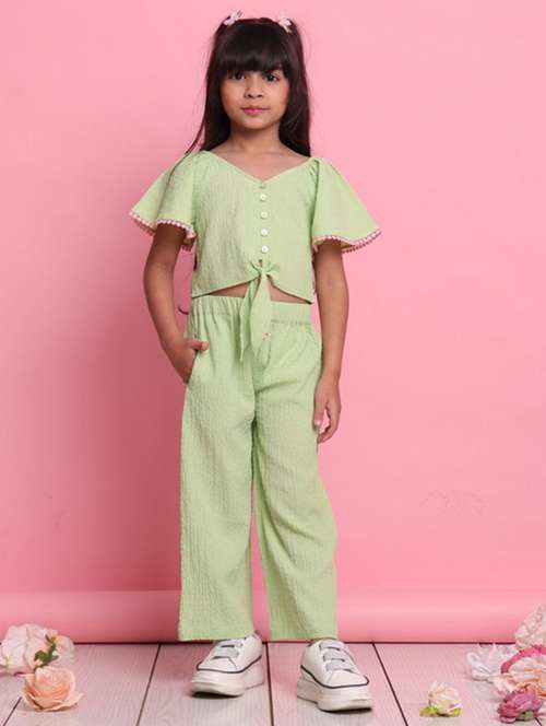 green polyester shirt & trouser set coords - 22072928 - Standard Image - 0