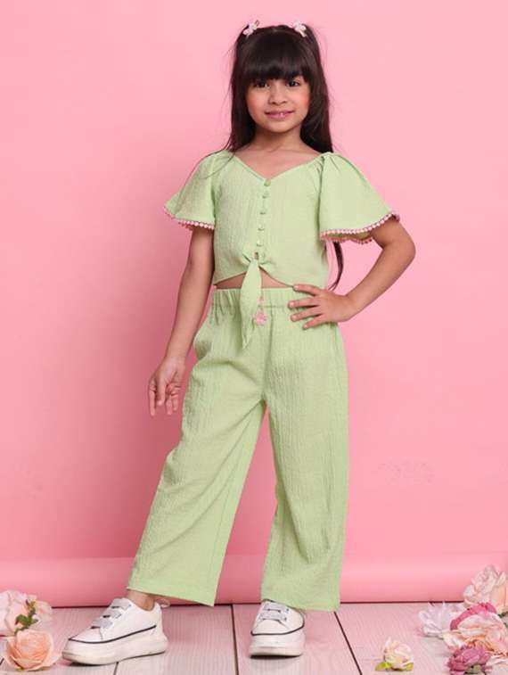 green polyester shirt & trouser set coords - 22072928 - Standard Image - 3