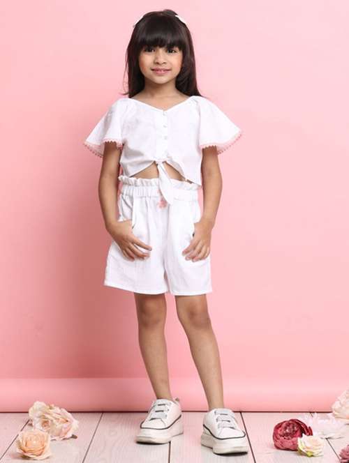 white polyester shirt & trouser set coords - 22072937 - Standard Image - 0