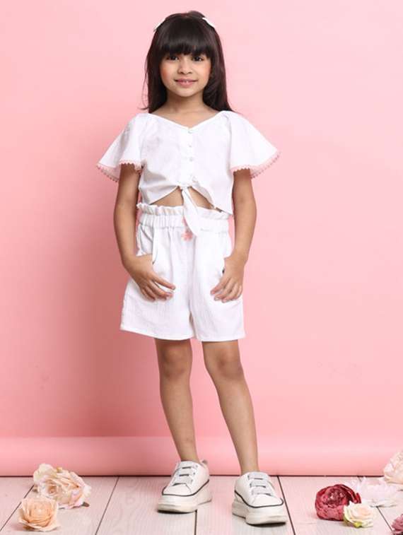 white polyester shirt & trouser set coords - 22072937 - Zoom Image - 0