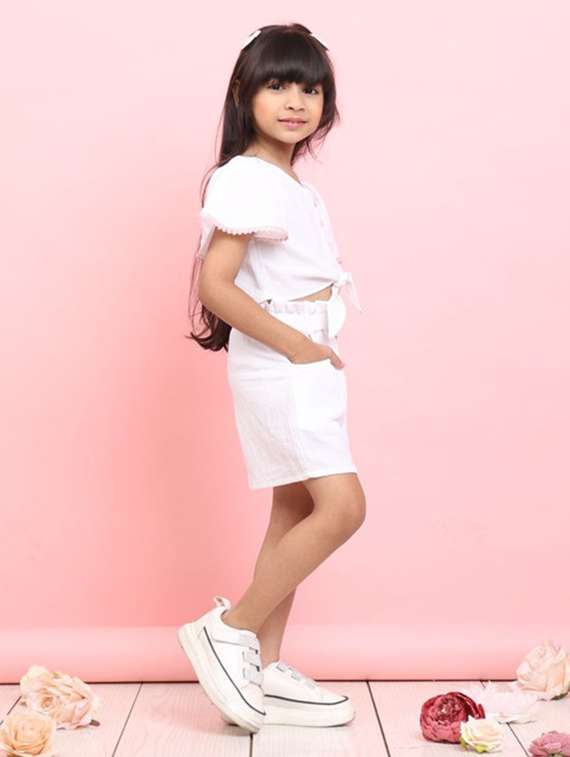 white polyester shirt & trouser set coords - 22072937 - Standard Image - 3