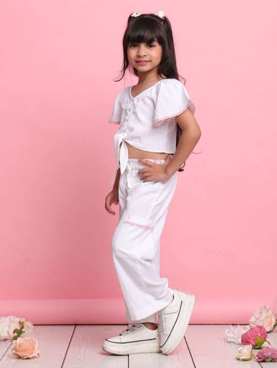 white polyester shirt & trouser set coords - 22072938 - Standard Image - 3