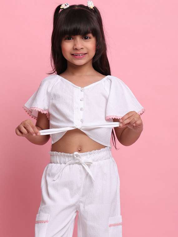 white polyester shirt & trouser set coords - 22072938 - Standard Image - 5