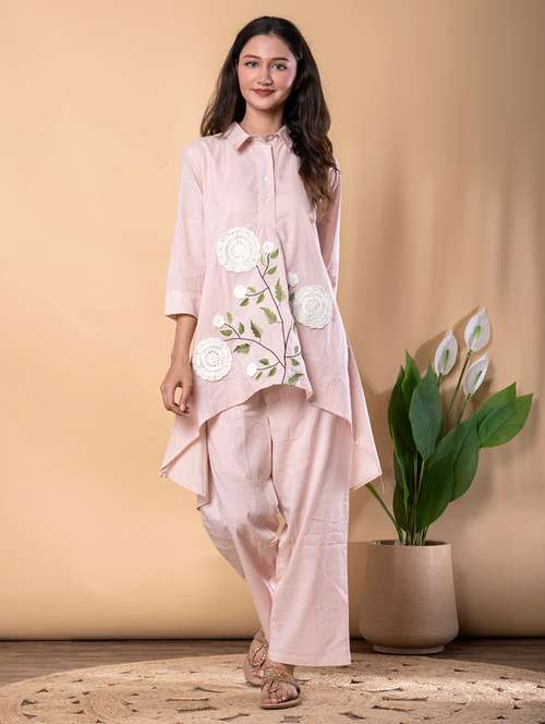women three quarter sleeve ethnic co-ord set - 22072952 - Standard Image - 0