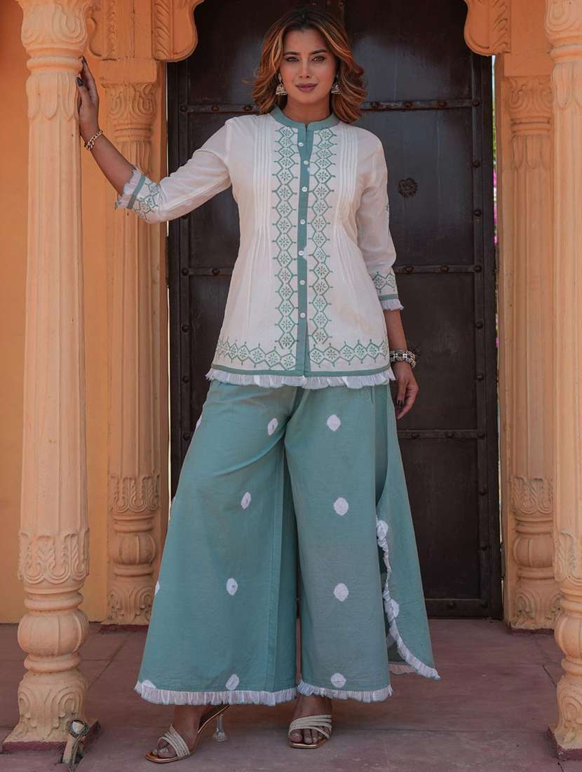 women three quarter sleeve ethnic co-ord set - 22072955 - Zoom Image - 0