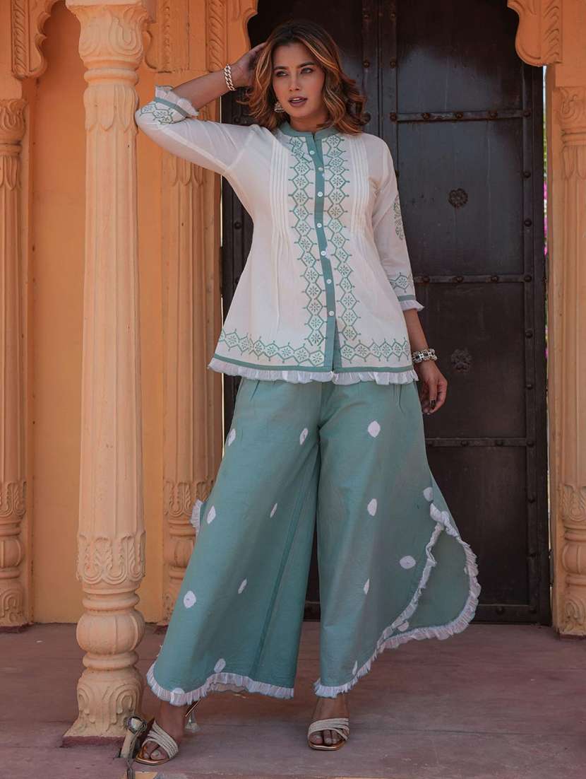 women three quarter sleeve ethnic co-ord set - 22072955 - Standard Image - 3