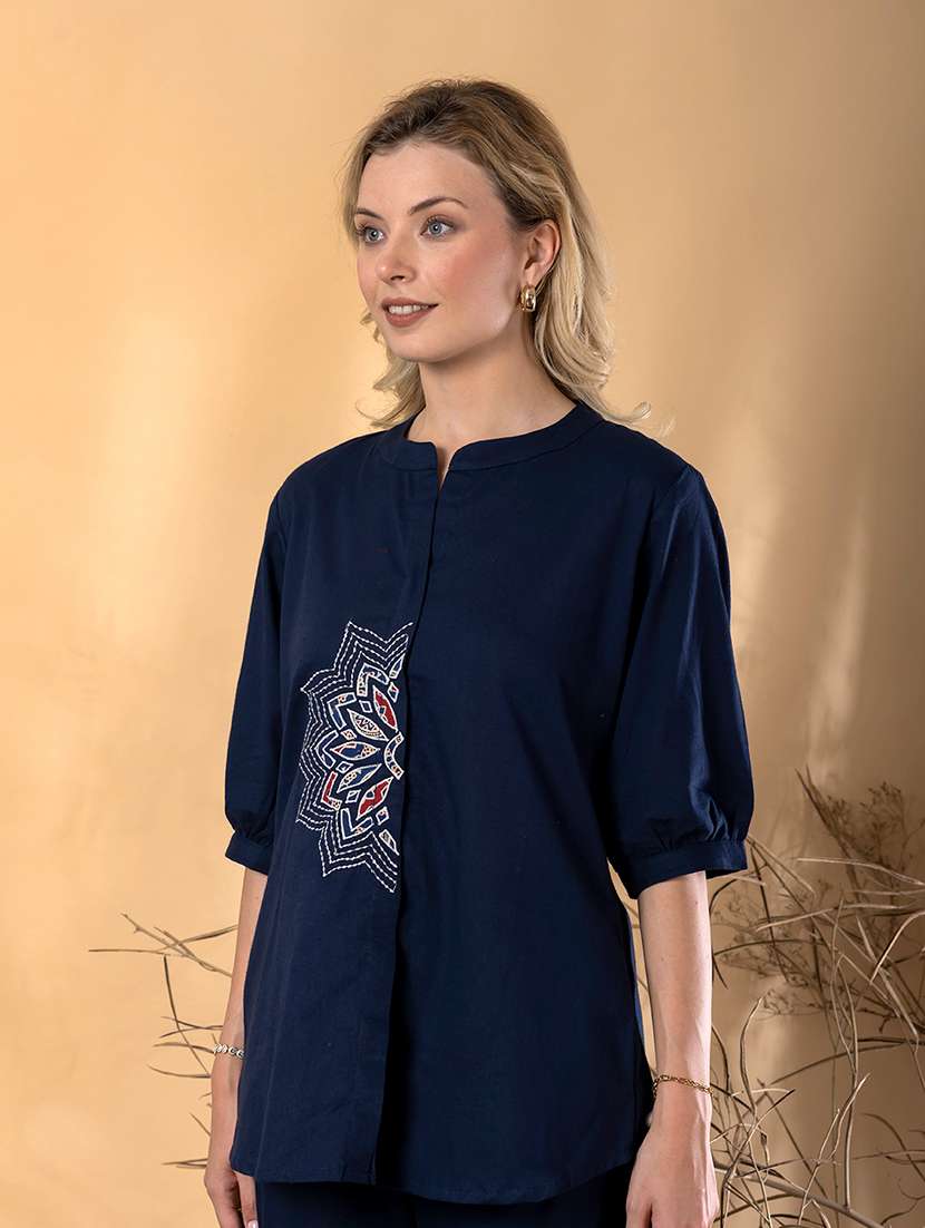 women three quarter sleeve ethnic co-ord set - 22072956 - Standard Image - 3