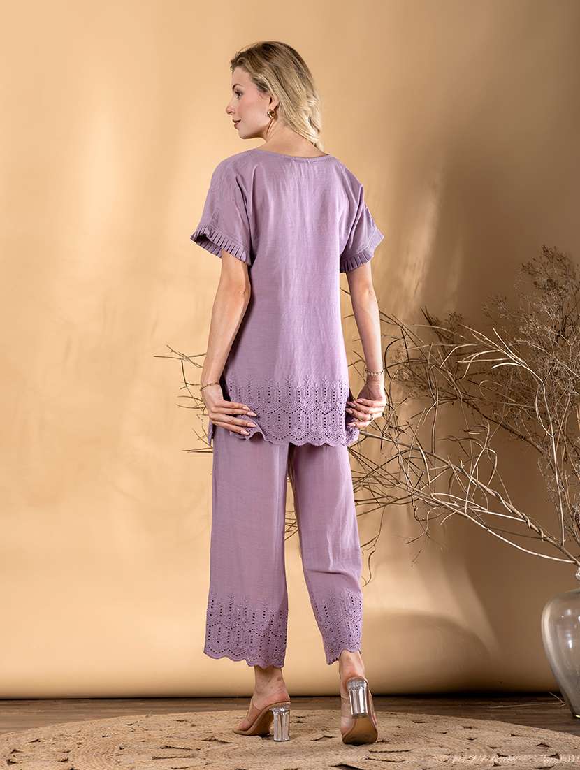 women short sleeve schiffli detailed ethnic co-ord set - 22072958 -  Standard Image - 3