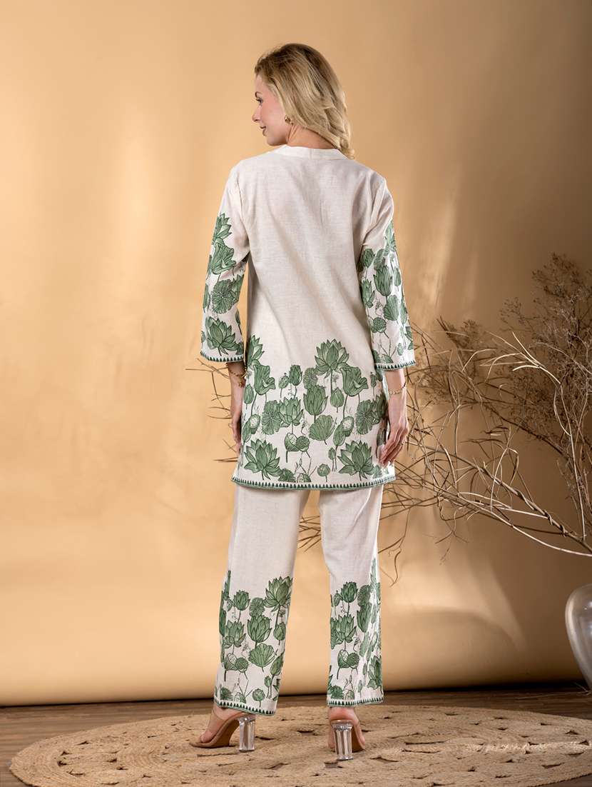 women three quarter sleeve ethnic co-ord set - 22072960 - Standard Image - 3