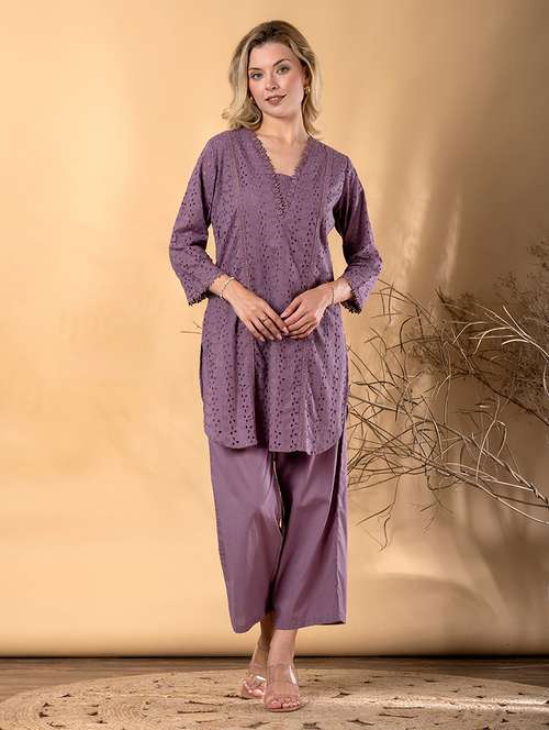 women three quarter sleeve ethnic co-ord set - 22072961 -  Standard Image - 0