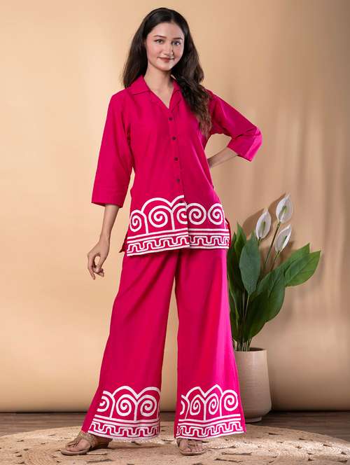 women three quarter sleeve ethnic co-ord set - 22072965 -  Standard Image - 0